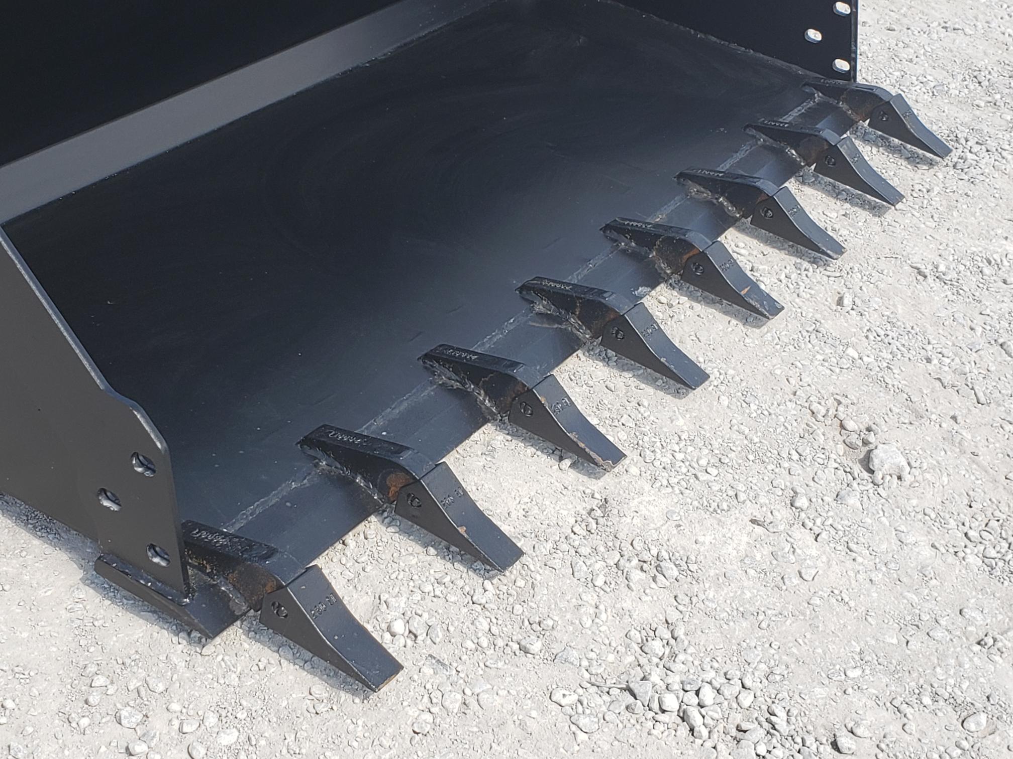 PROWORKS 72″ Heavy Duty Low Profile Dirt Bucket with Teeth Fits Skid