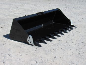 84" Severe Duty Low Profile Dirt Bucket with Teeth Fits Skid Steer Quick Attach - Image 9