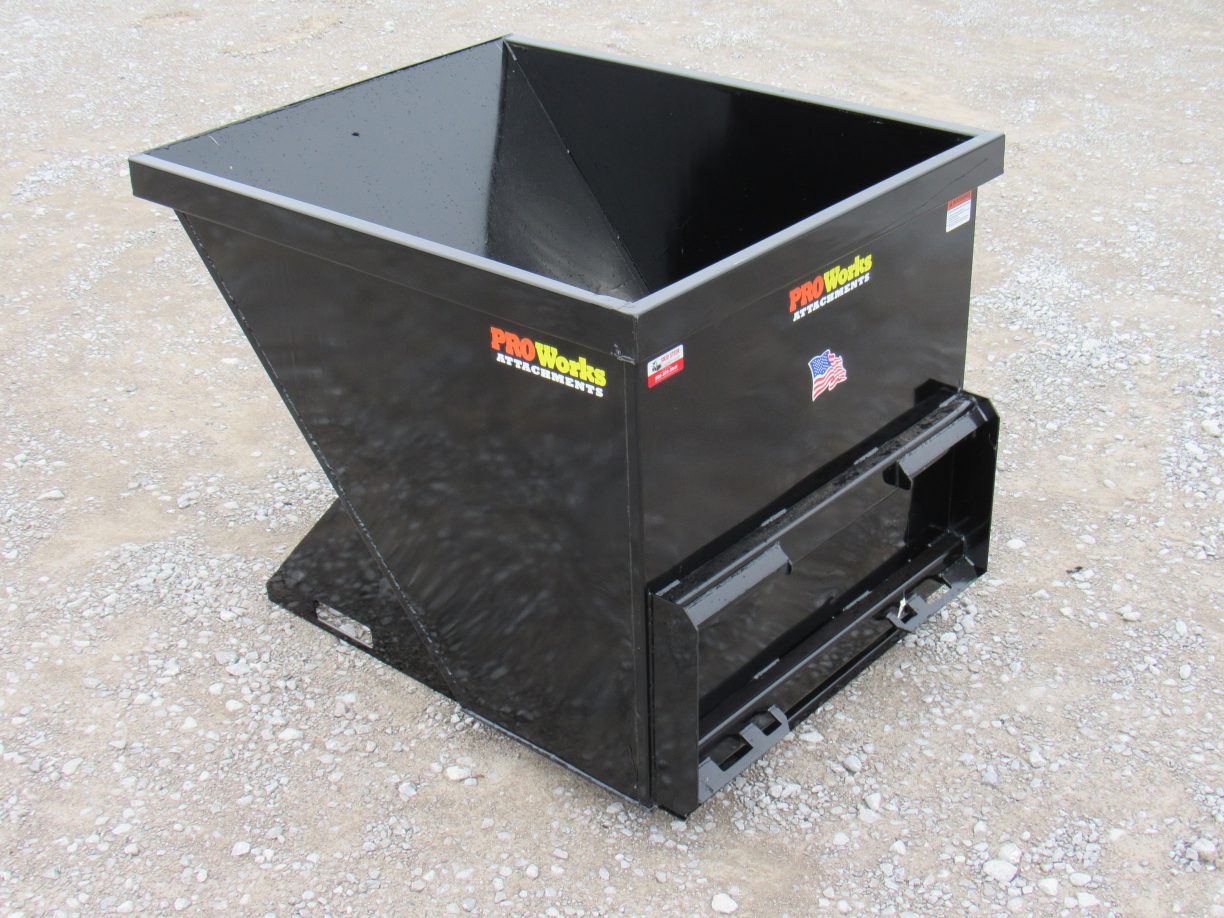 2 Cubic Yard Trash Hopper Dumpster Fits Skid Steer Quick Attach Skid