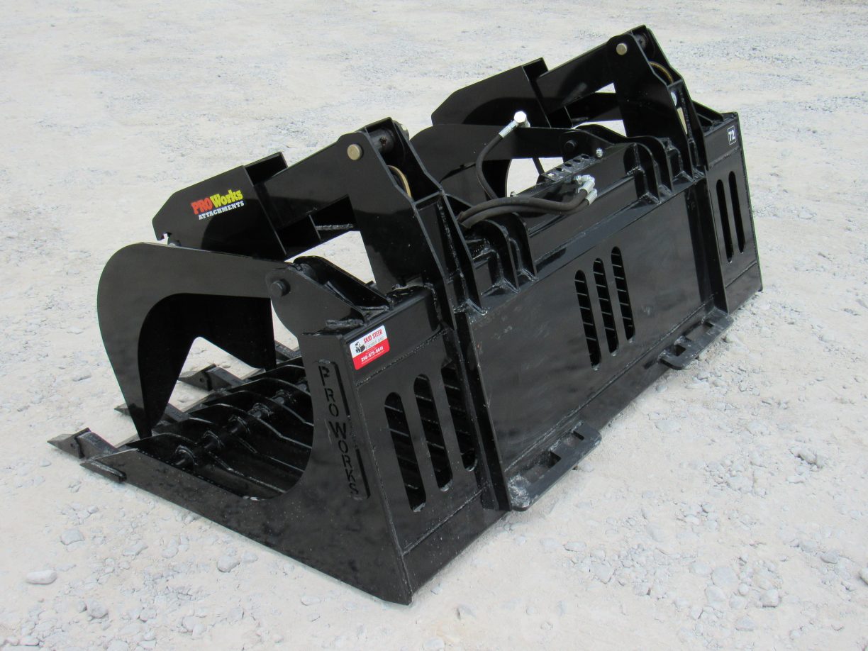 72″ Severe Duty Rock Bucket Grapple with Teeth Fits Skid Steer Quick