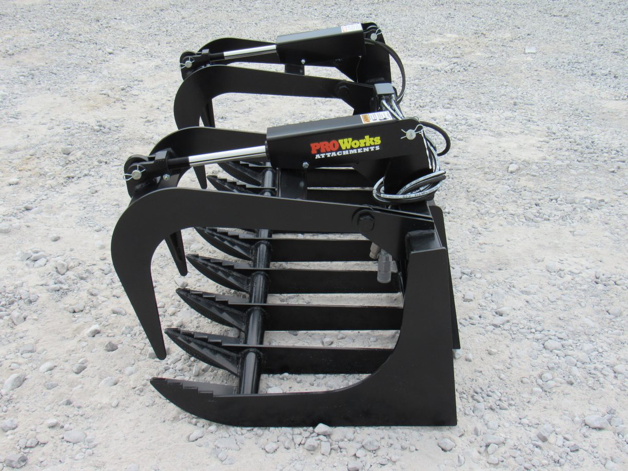 72″ Dual Cylinder Root Bucket Grapple Attachment Fits Skid Steer Quick
