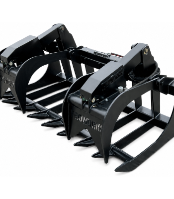 72" Heavy Duty Dual Cylinder Root Bucket Grapple Attachment Fits Skid Steer Quick Attach