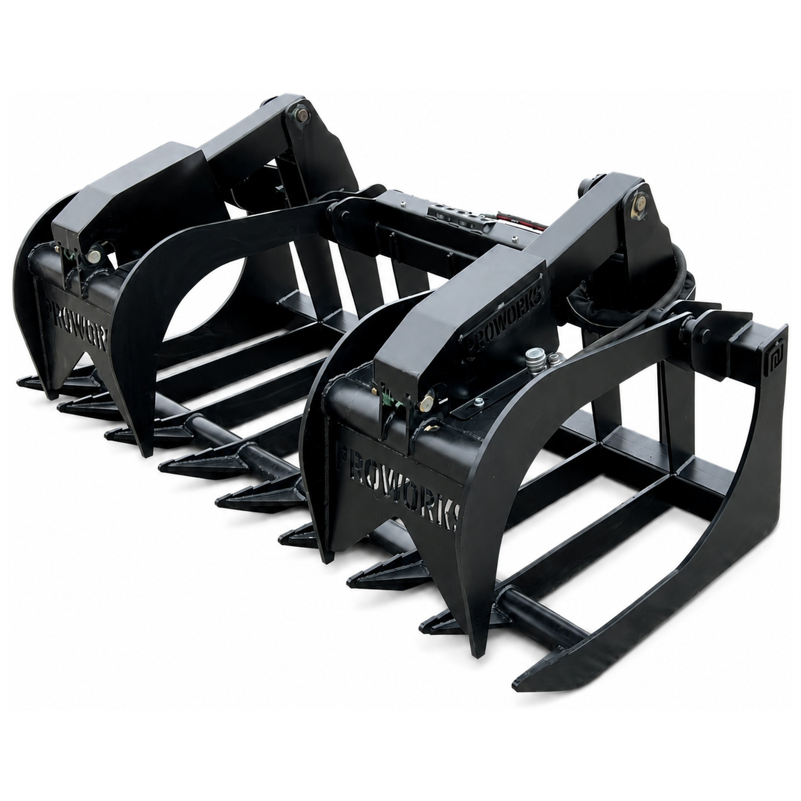 72" Heavy Duty Dual Cylinder Root Bucket Grapple Attachment Fits Skid Steer Quick Attach