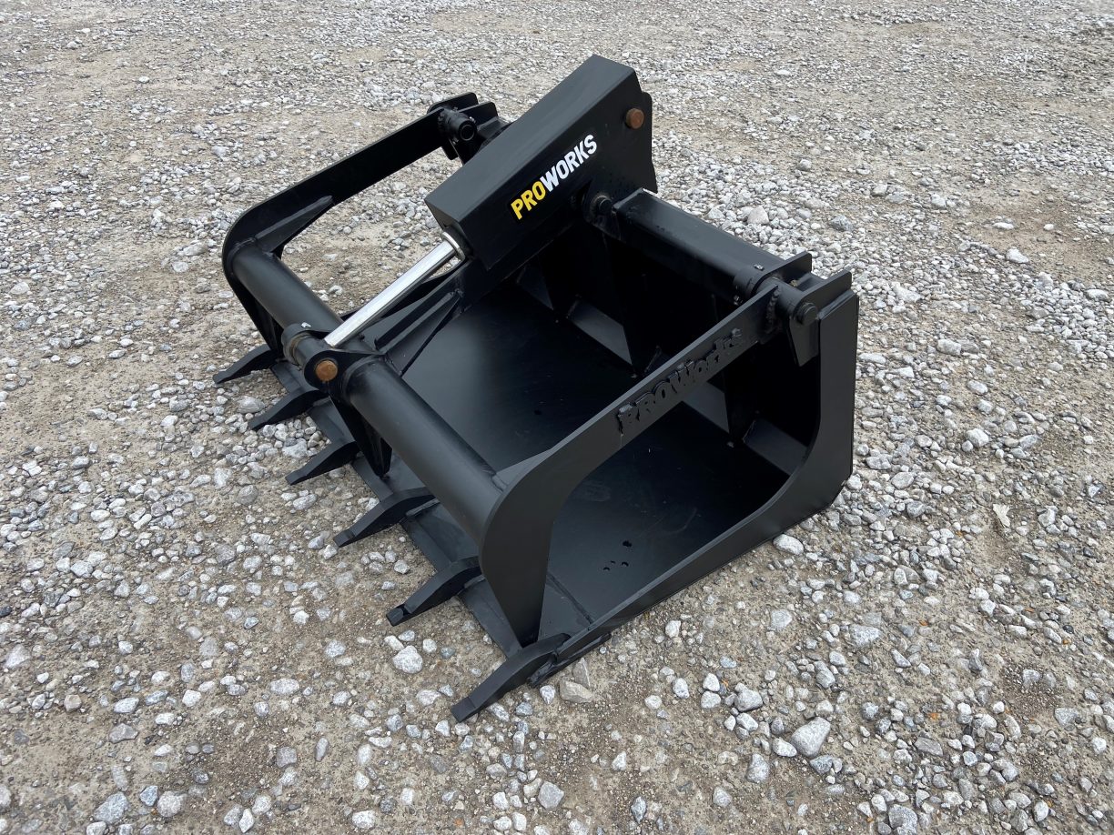 42″ Heavy Duty Solid Bottom Bucket Grapple with Teeth Fits Mini Skid Steer Skid Steer