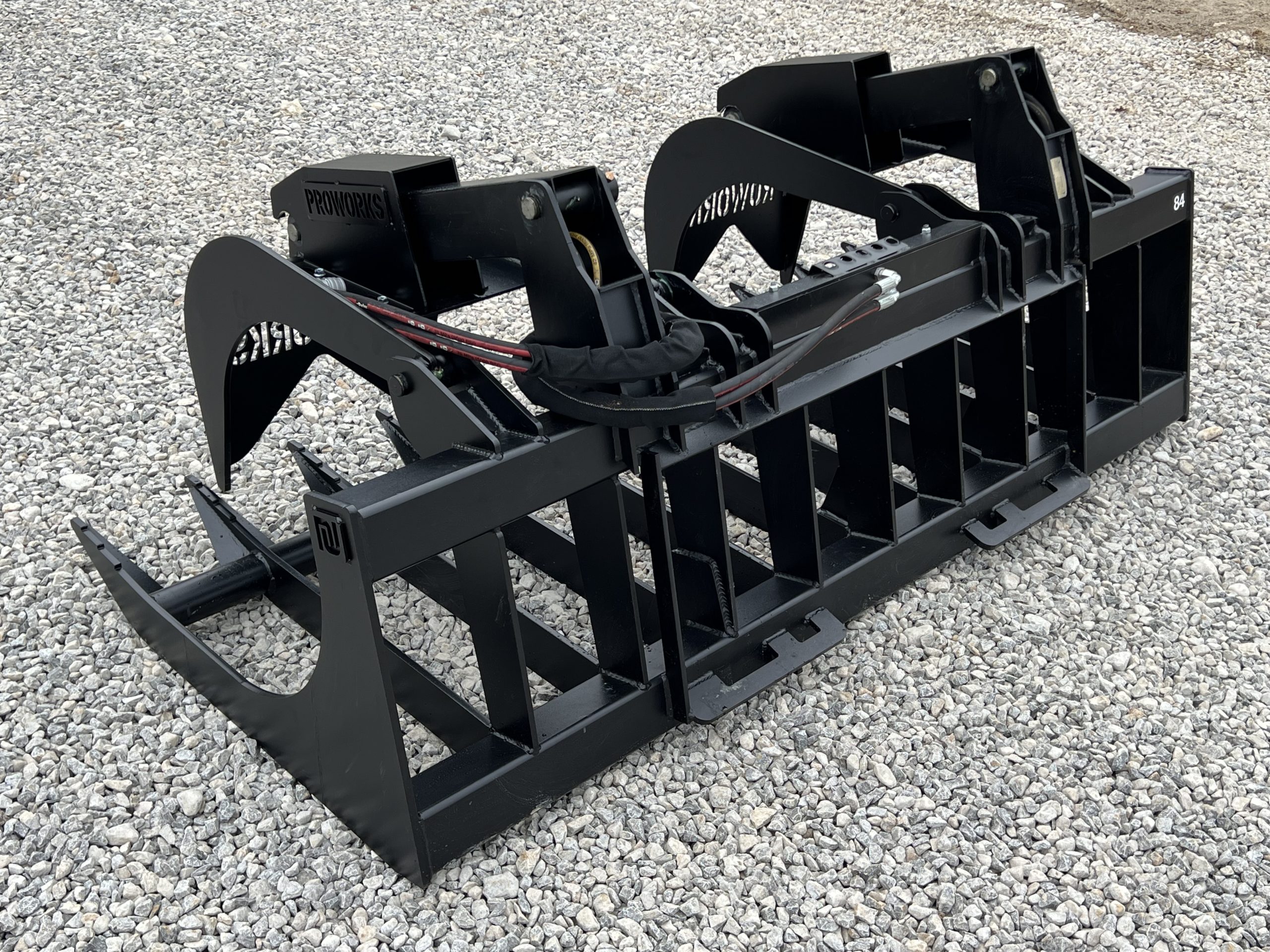 84" Heavy Duty Dual Cylinder Root Bucket Grapple Attachment Fits Skid Steer Quick Attach - Image 9