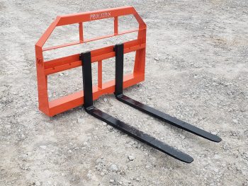 PRO Works 42" 2200 lb Pallet Forks with Hi Vis Compact Tractor Frame Orange