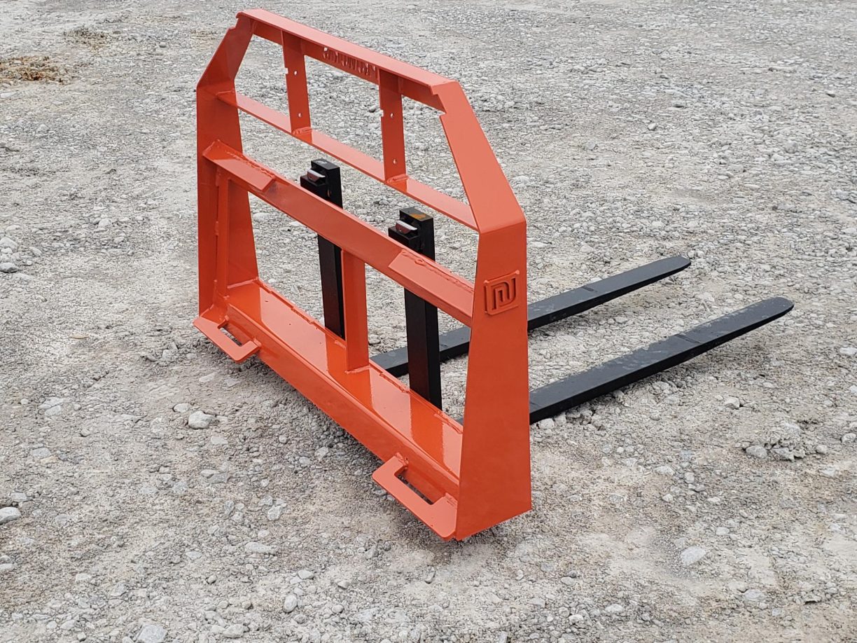 Standard Duty Pallet Fork Frame with 42″ 2,200 Pound Pallet Forks Fits Skid Steer Quick Attach