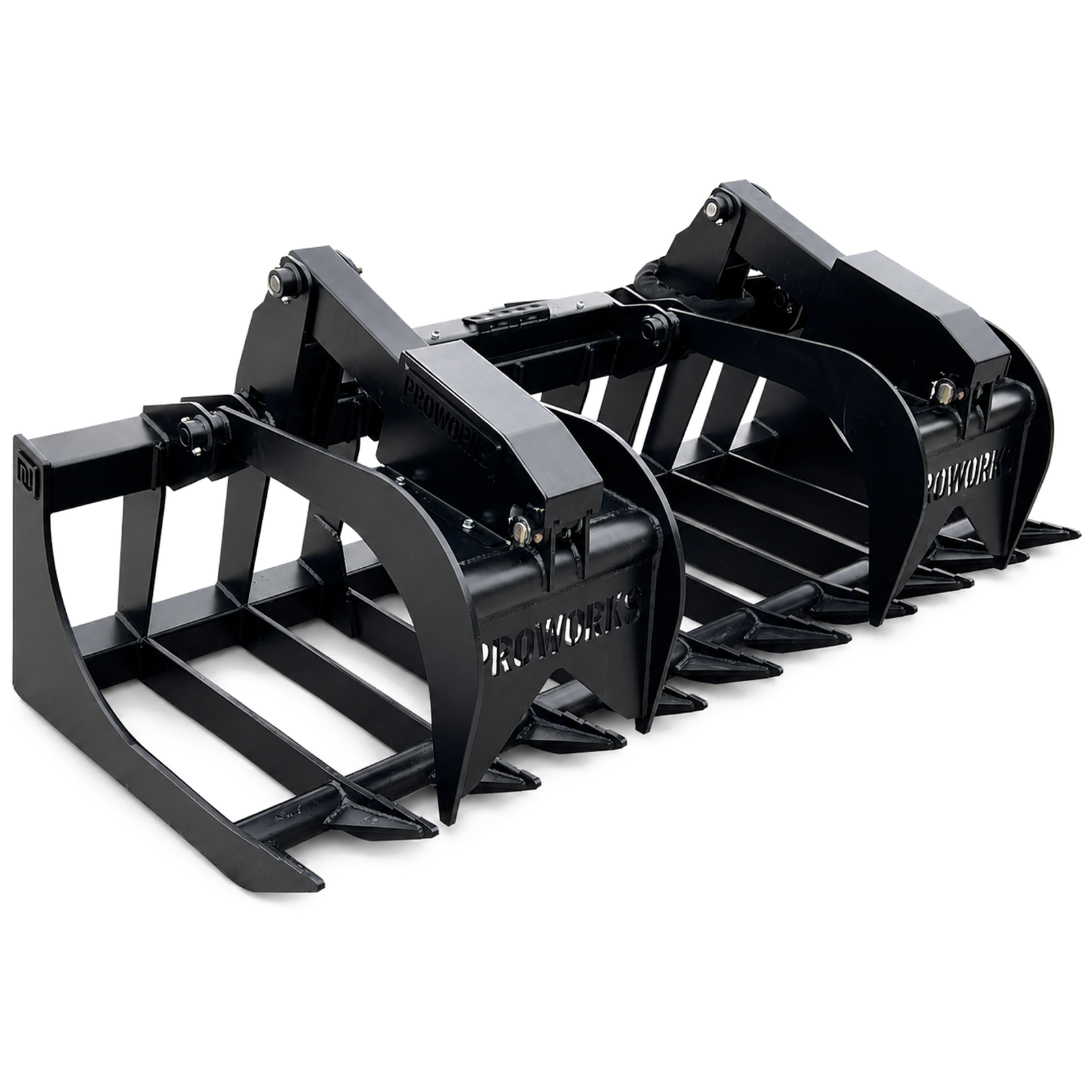 84" Heavy Duty Dual Cylinder Root Bucket Grapple Attachment Fits Skid Steer Quick Attach - Image 2