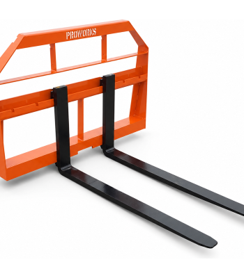 Standard Duty Pallet Fork Frame with 42" 2,200 Pound Pallet Forks Fits Skid Steer Quick Attach - Orange