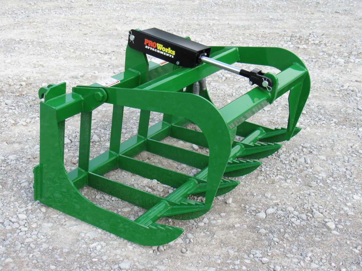48″ Single Cylinder Root Bucket Grapple Fits John Deere Compact Tractor