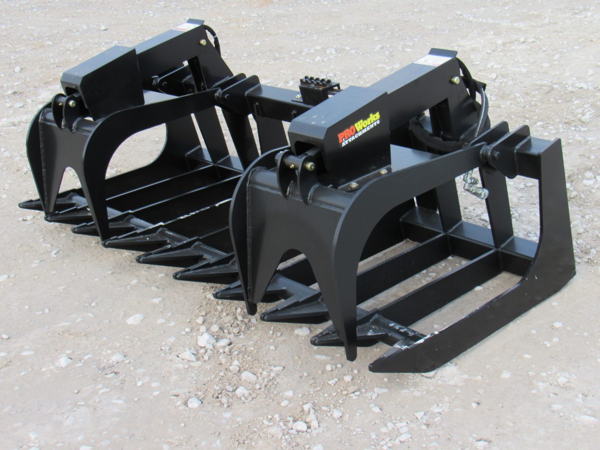 72″ Heavy Duty Dual Cylinder Root Bucket Grapple Attachment Fits Euro