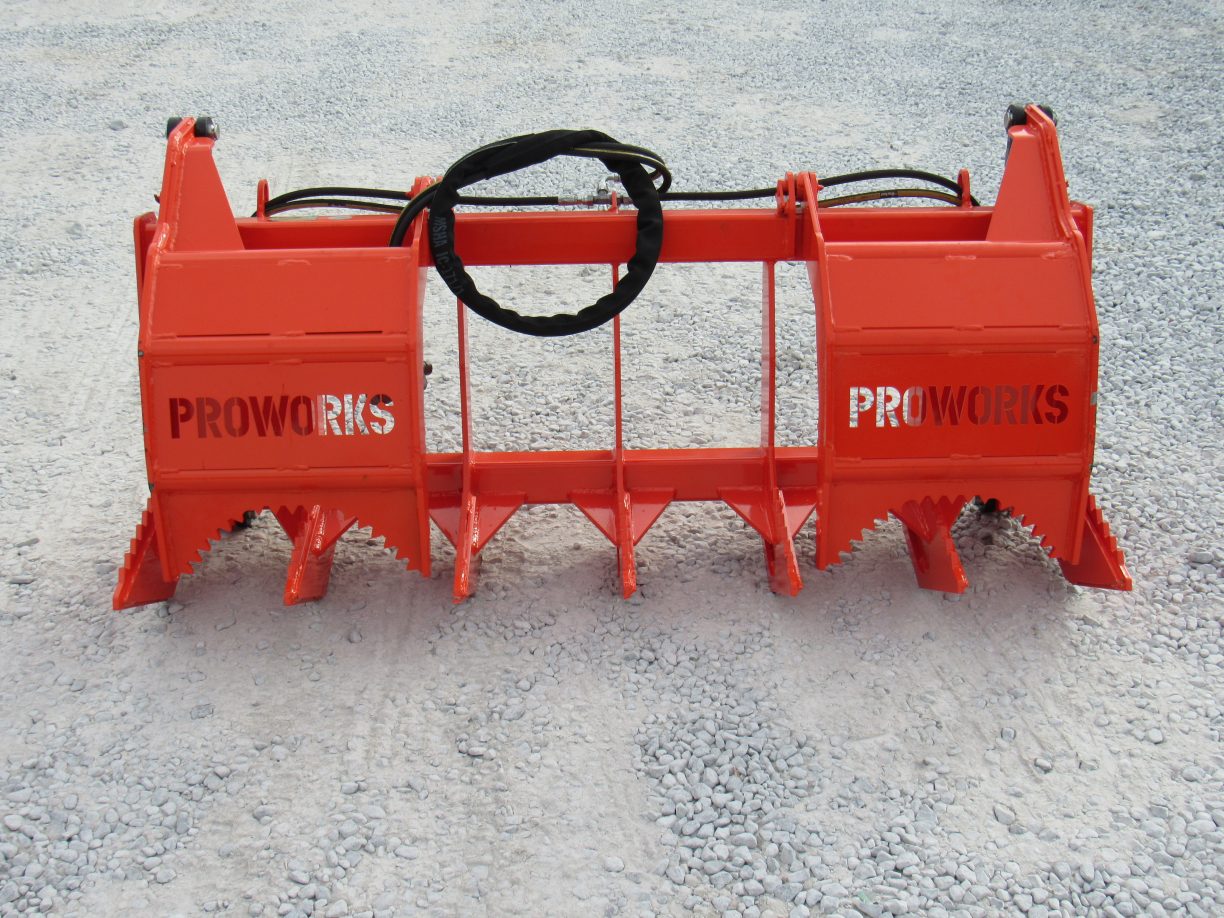 60″ Dual Tine Root Rake Clam Grapple Attachment Fits Skid Steer Quick