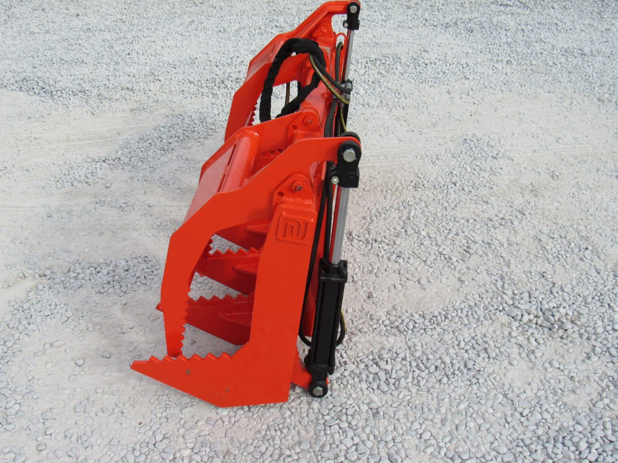 60″ Dual Tine Root Rake Clam Grapple Attachment Fits Skid Steer Quick