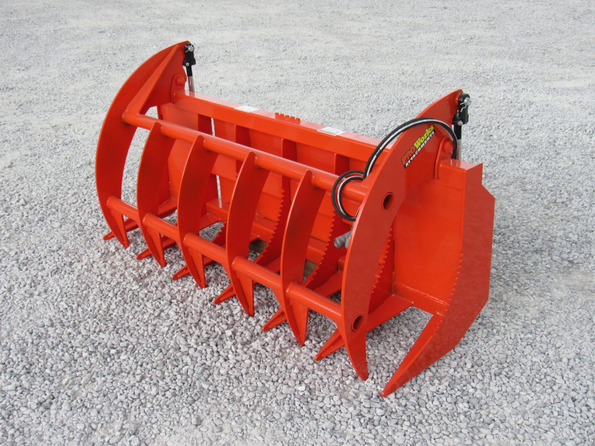 72″ Root Rake Clam Grapple Attachment Fits Skid Steer Quick Attach