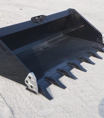 PROWORKS 74" Severe Heavy Duty Low Profile Dirt Bucket with Side Cutters and Teeth Fits Skid Steer Quick Attach