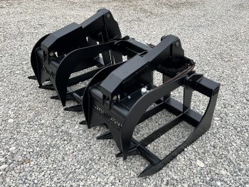 66" Heavy Duty Dual Cylinder Root Bucket Grapple Attachment Fits Skid Steer Quick Attach - Image 2