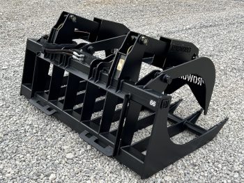 66" Heavy Duty Dual Cylinder Root Bucket Grapple Attachment Fits Skid Steer Quick Attach - Image 6