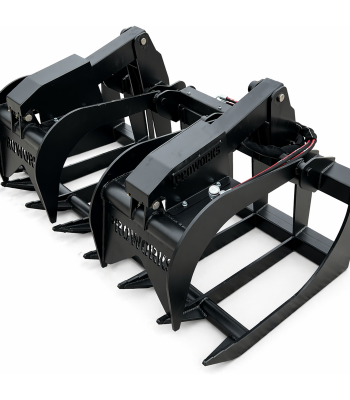 66" Heavy Duty Dual Cylinder Root Bucket Grapple Attachment Fits Skid Steer Quick Attach