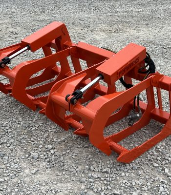 60" Dual Cylinder Root Bucket Grapple Attachment with Grease Fittings Fits Skid Steer Quick Attach