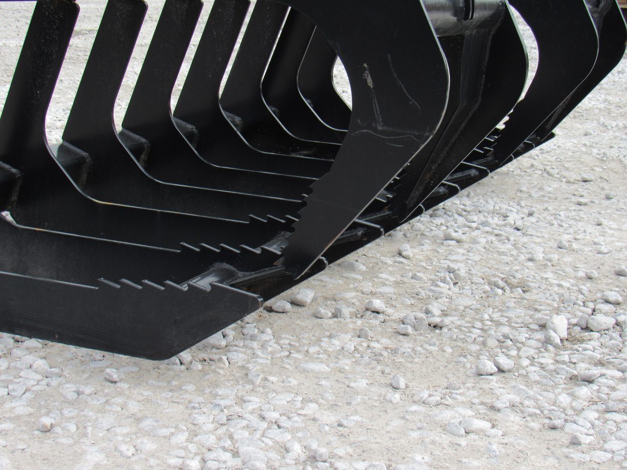 72″ Dual Cylinder Root Bucket Grapple Attachment with Grease Fittings Fits Skid Steer Quick