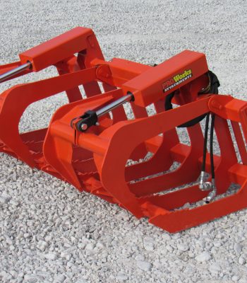 60" Dual Cylinder Root Bucket Grapple Attachment with Grease Fittings Fits Skid Steer Quick Attach