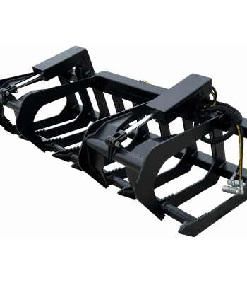 72" Dual Cylinder Root Bucket Grapple Attachment with Grease Fittings Fits Skid Steer Quick Attach