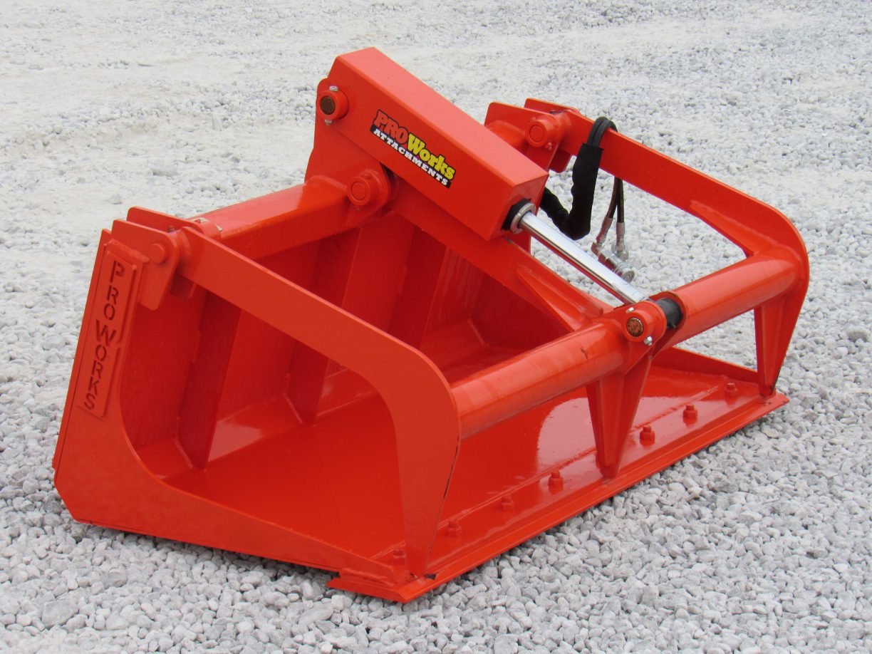 48″ Compact Tractor Single Cylinder Solid Bottom Bucket Grapple with ...
