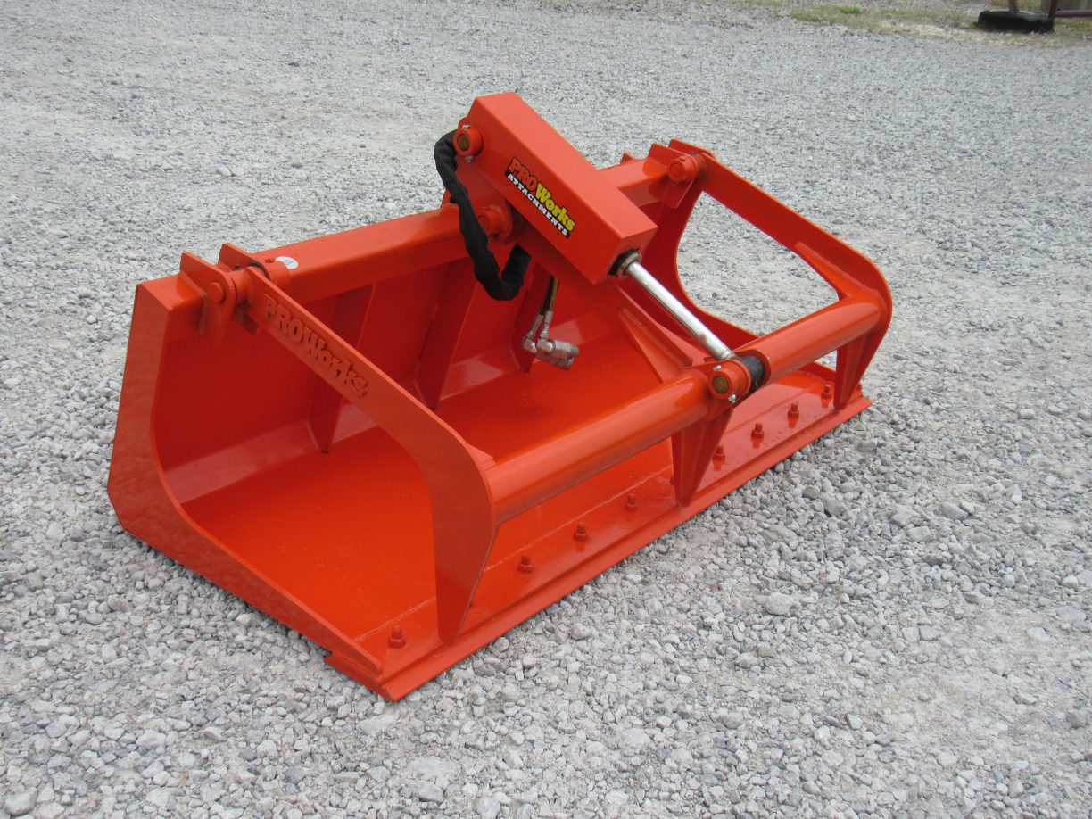 60″ Compact Tractor Single Cylinder Solid Bottom Bucket Grapple with