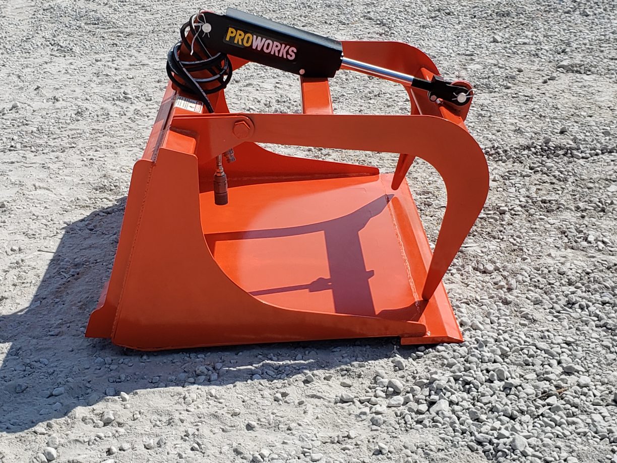 48″ Compact Tractor Single Cylinder Solid Bottom Bucket Grapple Fits