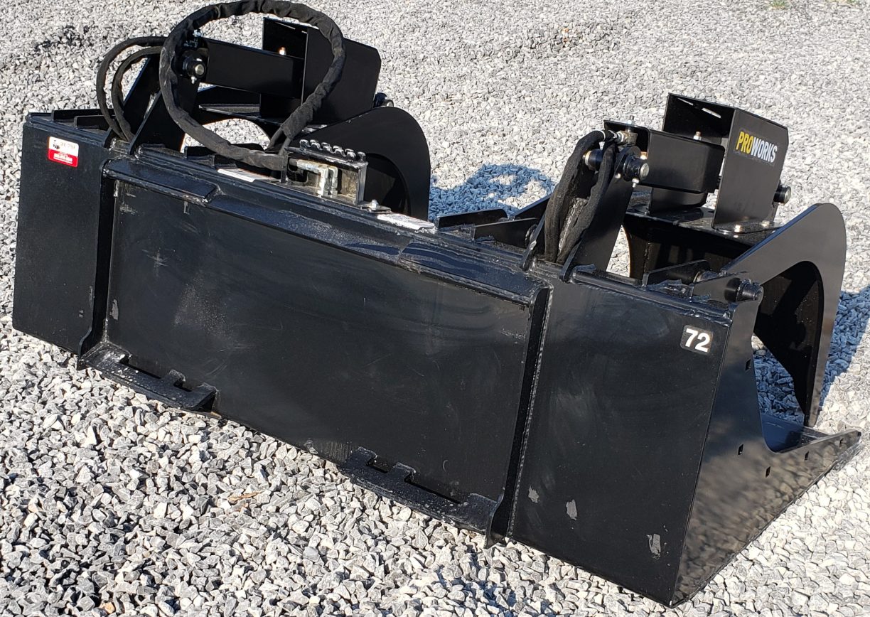 72″ Severe Duty Solid Bottom Bucket Grapple Fits Skid Steer Quick