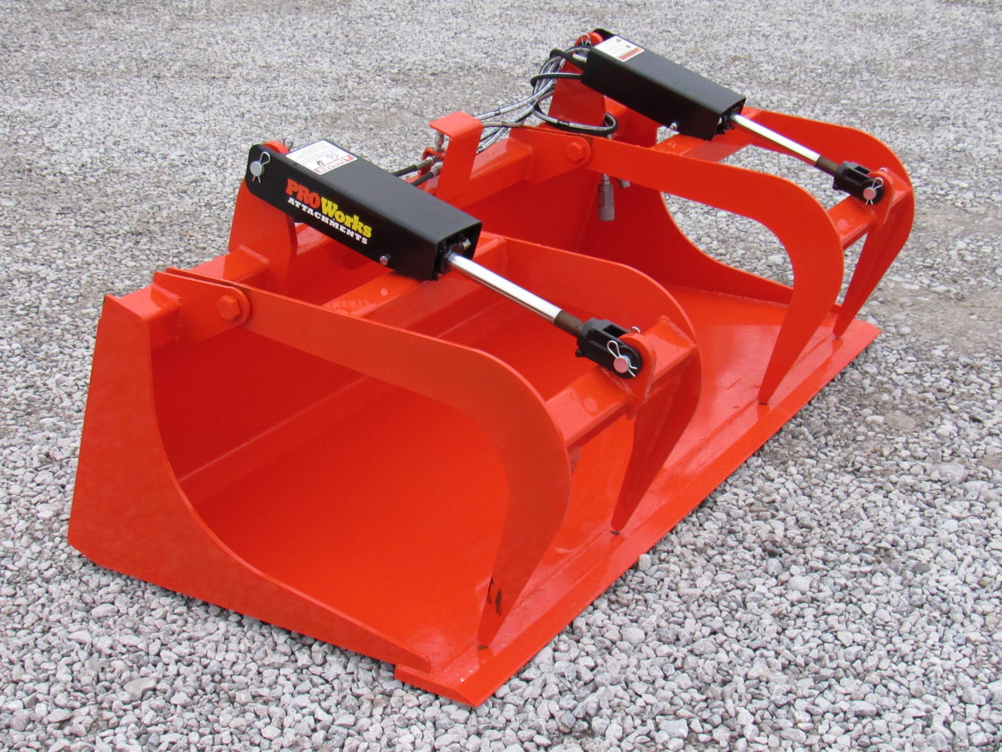 72″ Compact Tractor Dual Cylinder Solid Bottom Bucket Grapple Fits Skid