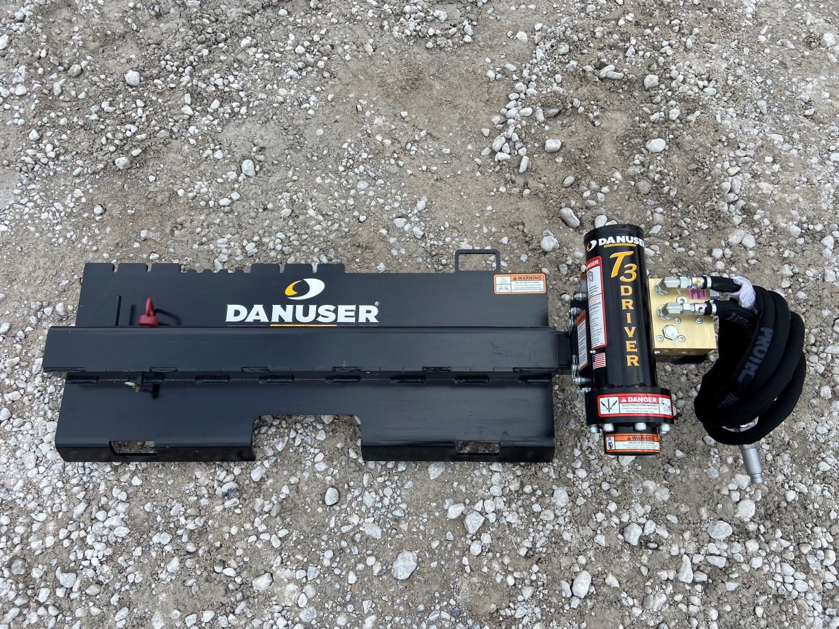 Danuser Offset T3 Tee Post Driver 3″ Diameter Fits Skid Steer Quick