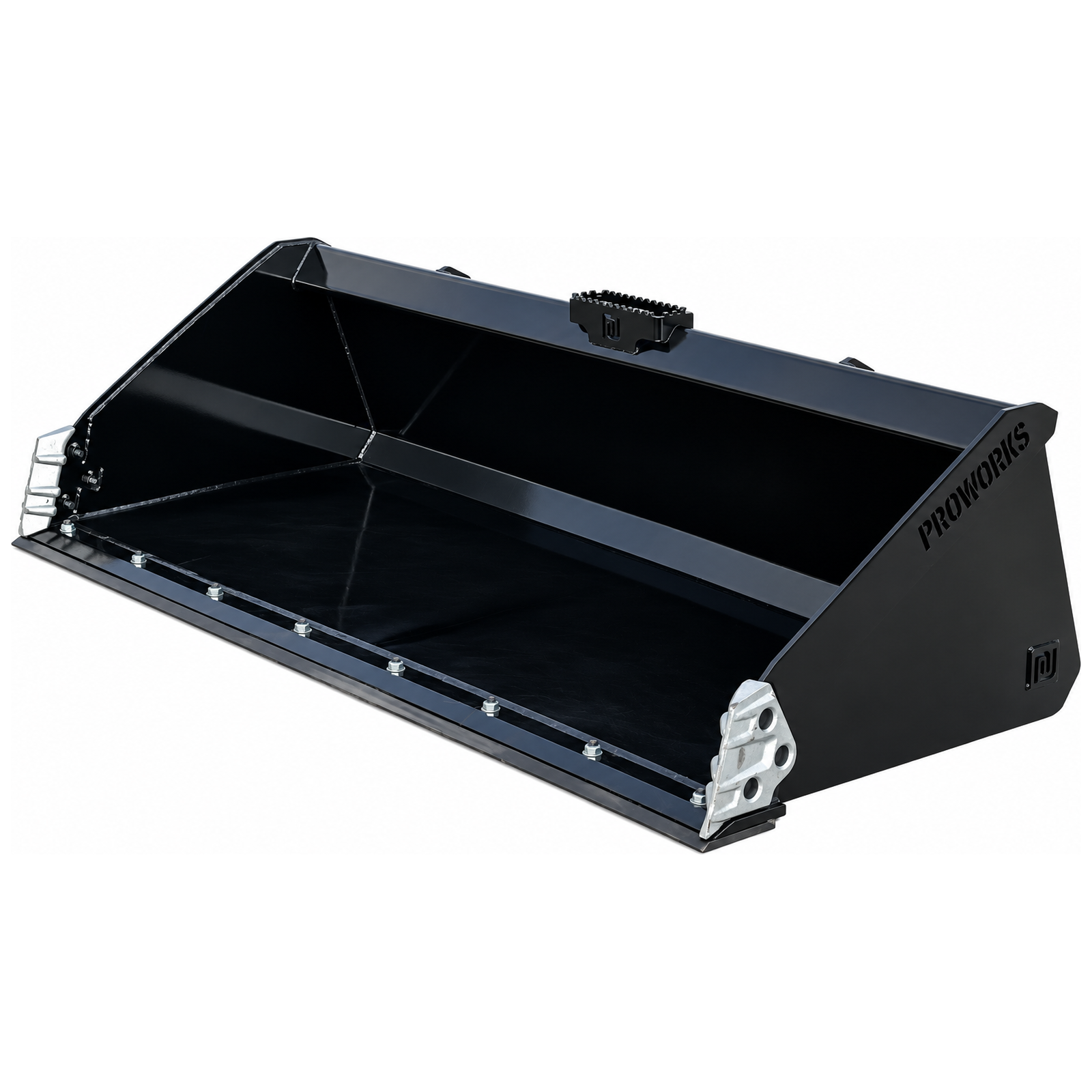 PROWORKS 80″ Heavy Duty Skid Steer Smooth Edge Bucket with Bolt-On Cutting Edge