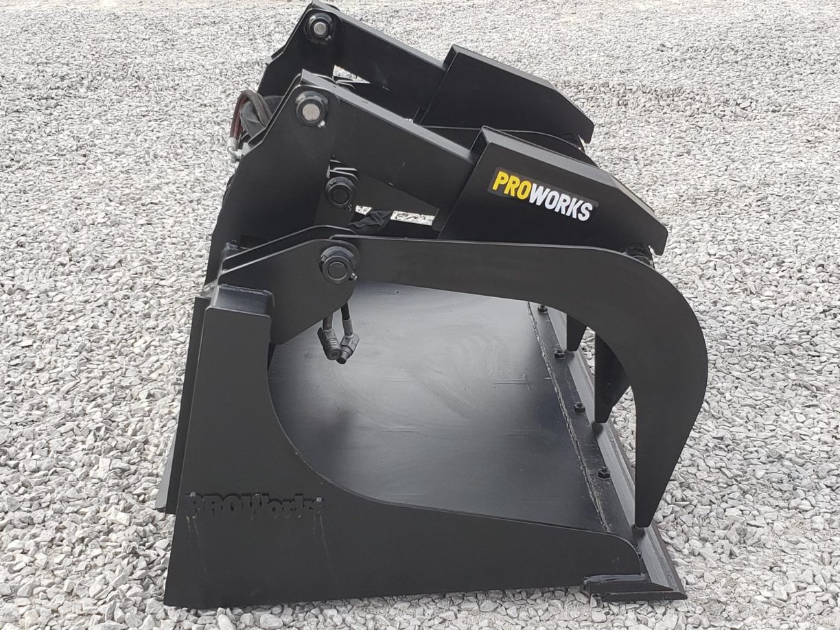 66″ Severe Duty Solid Bottom Bucket Grapple with BoltonEdge Fits Skid