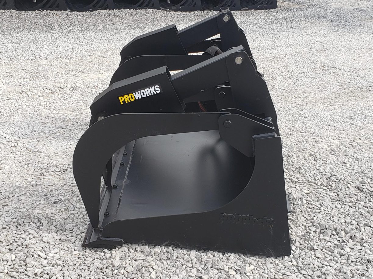 80″ Severe Duty Solid Bottom Bucket Grapple with BoltonEdge Fits Skid Steer Quick Attach