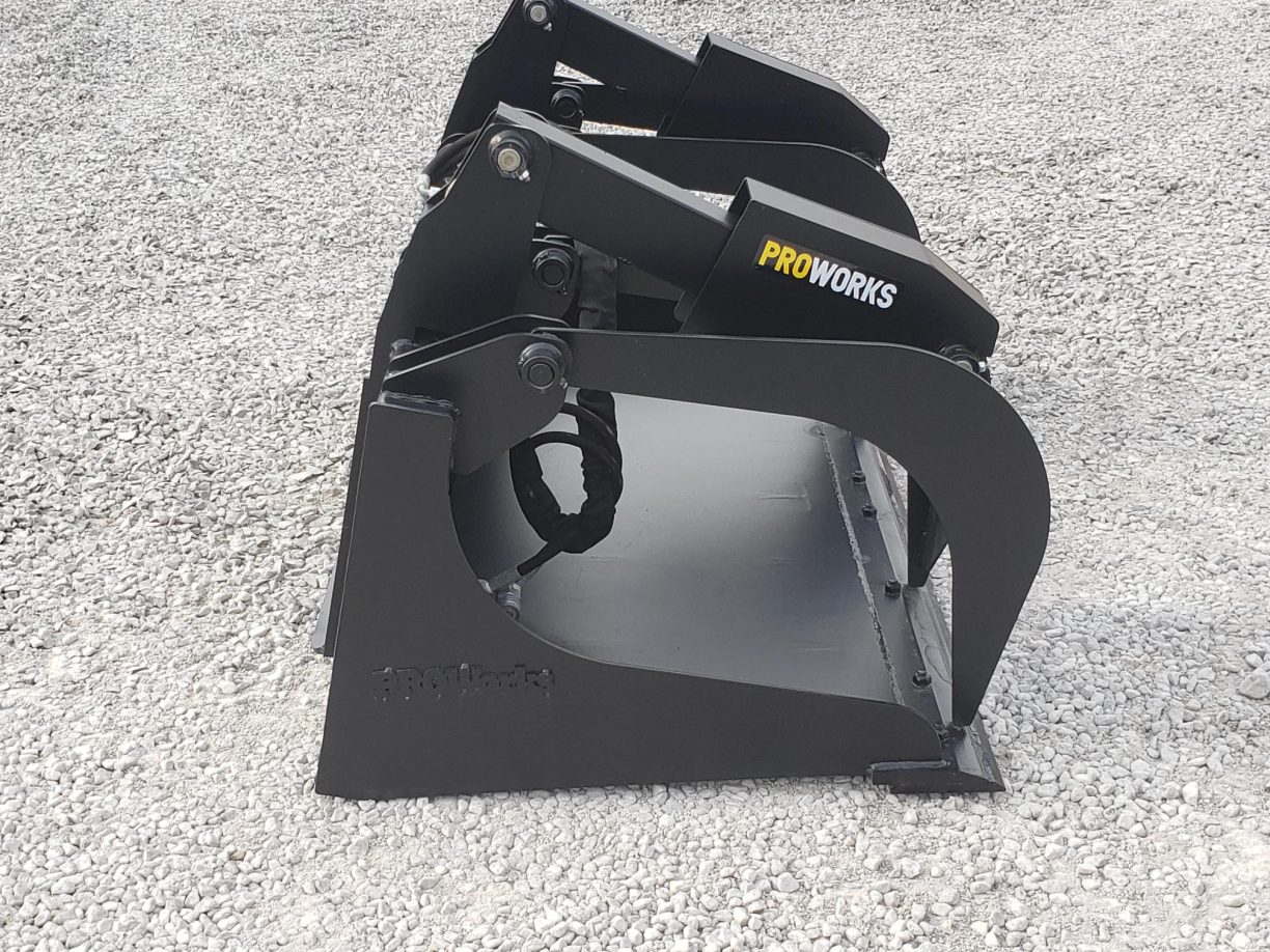 72″ Severe Duty Solid Bottom Bucket Grapple with BoltonEdge Fits Skid Steer Quick Attach