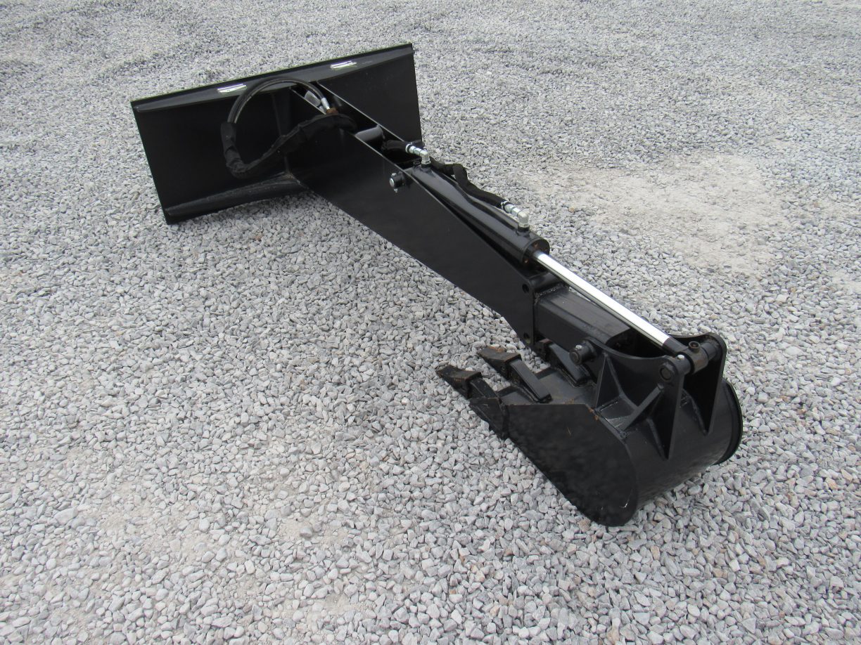 Stiff Arm Backhoe Attachment with 12″ Tooth Trench Bucket Fits Skid