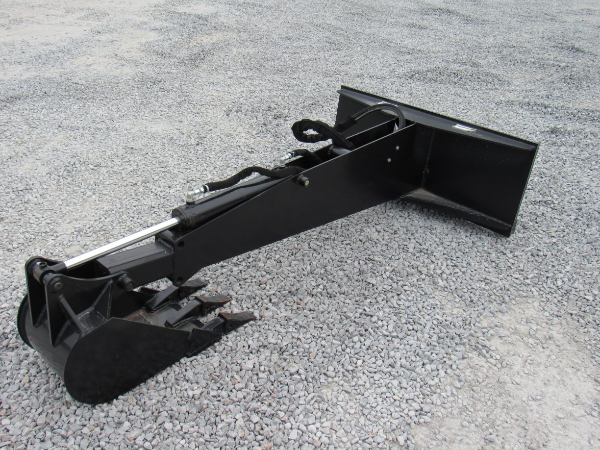 Stiff Arm Backhoe Attachment with 12″ Tooth Trench Bucket Fits Skid
