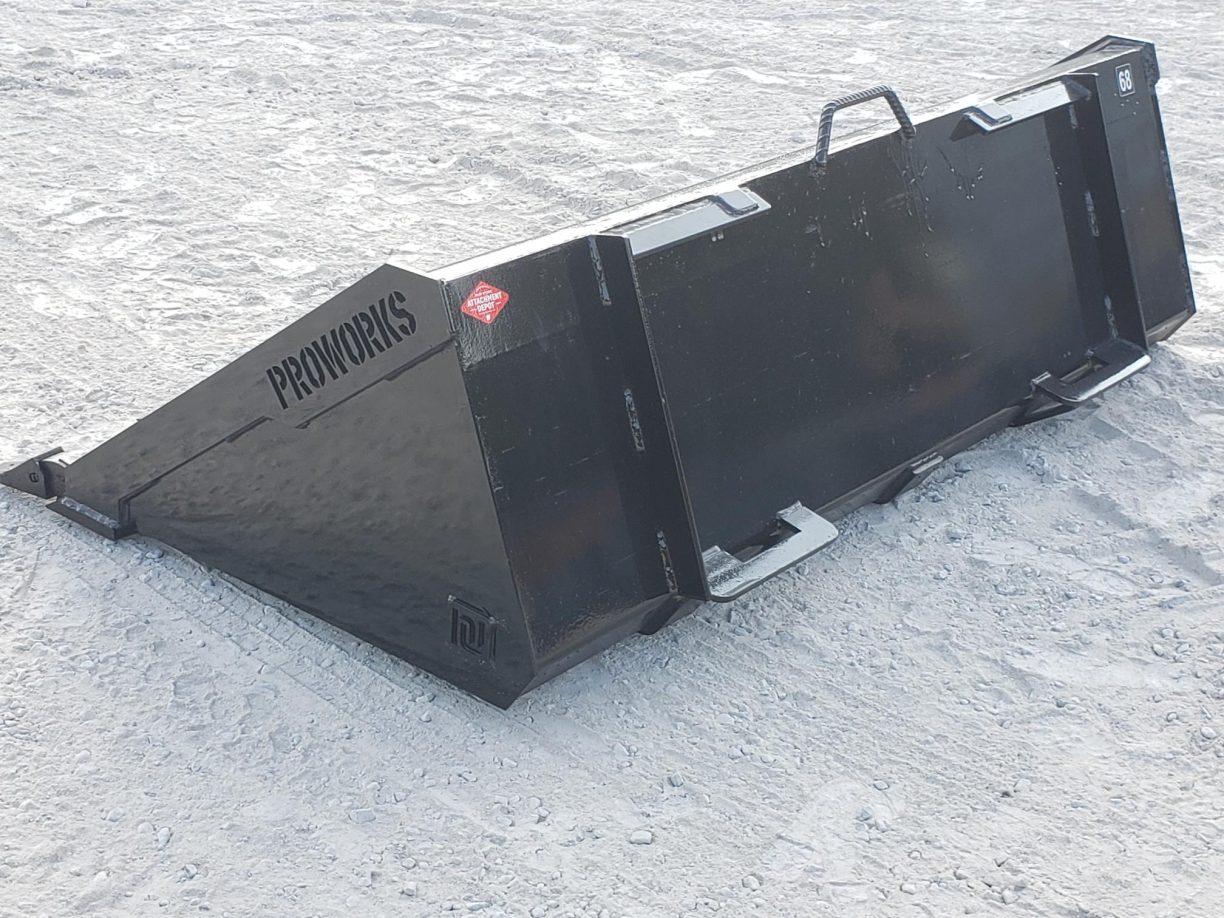 PROWORKS 68″ Heavy Duty Low Profile Dirt Bucket with Teeth Fits Skid