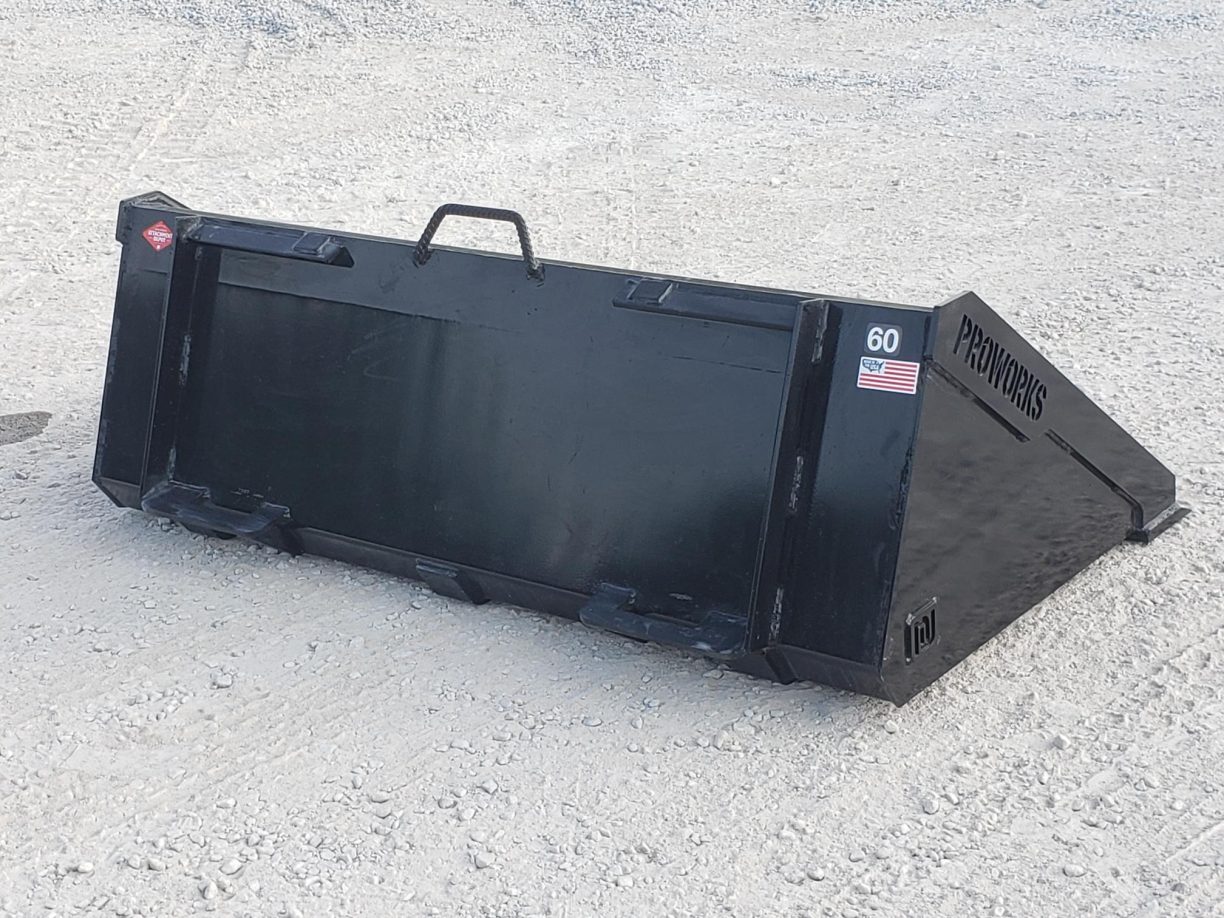 PROWORKS 60″ Heavy Duty Low Profile Smooth Dirt Bucket Fits Skid Steer ...