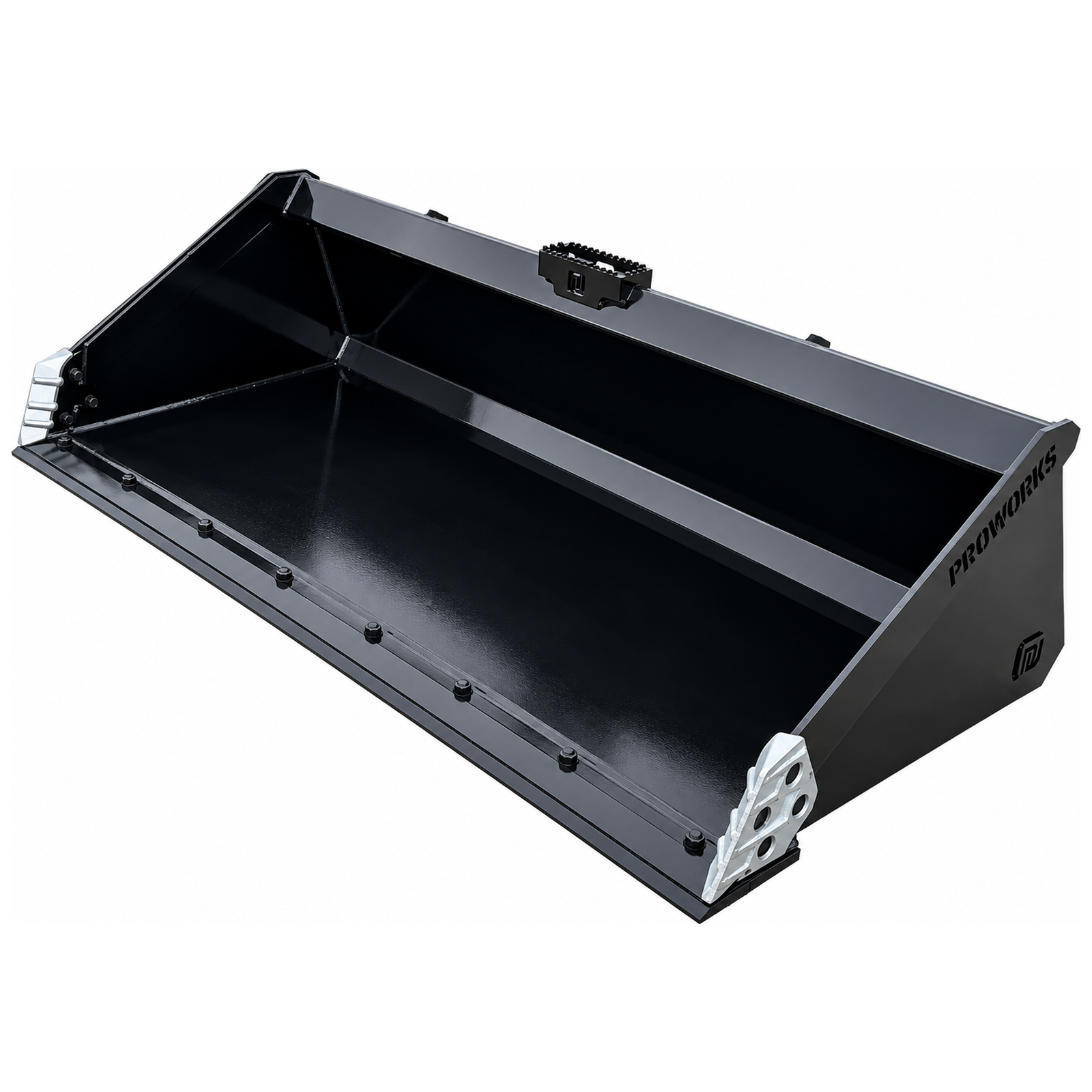 PROWORKS 84″ Heavy Duty Skid Steer Smooth Edge Bucket with Bolt-On Cutting Edge