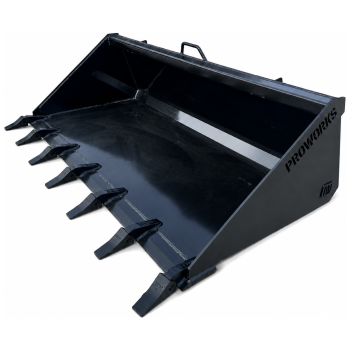 PROWORKS 72″ Standard Duty Low Profile Dirt Bucket with Teeth Fits Skid Steer Quick Attach