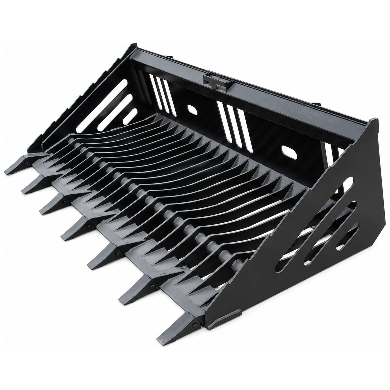 PROWORKS 72″ Heavy Duty Skeleton Rock Bucket with Teeth Skid Steer Quick Attach