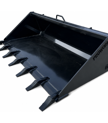 PROWORKS 72″ Standard Duty Low Profile Dirt Bucket with Teeth Fits Skid Steer Quick Attach