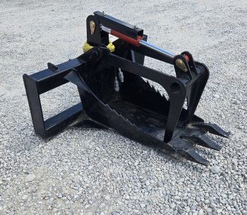Heavy Duty Stump Bucket Grapple Attachment with Teeth Fits Skid Steer Quick Attach
