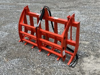 60″ Compact Tractor Root Rake Clam Grapple Attachment Fits Skid Steer Quick Attach