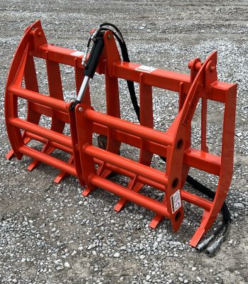 60″ Compact Tractor Root Rake Clam Grapple Attachment Fits Skid Steer Quick Attach