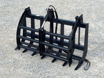 60" Compact Tractor Root Rake Clam Grapple Attachment Fits Skid Steer Quick Attach