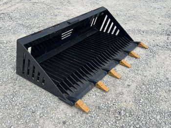 66" Rock Skeleton Bucket Attachment With Teeth Fits Skid Steer Tractor Loader - Image 3