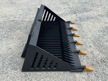 66" Rock Skeleton Bucket Attachment With Teeth Fits Skid Steer Tractor Loader - Image 4